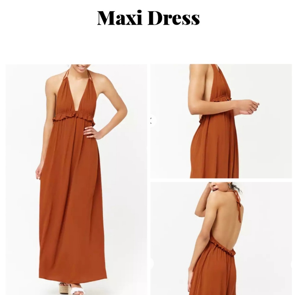 Plunging Halter Maxi Dress
